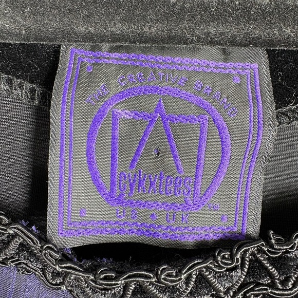 VTG Cykxtees Large Black Purple Velvet Sleeveless Medieval Goth Gown Maxi Dress - Picture 5 of 12